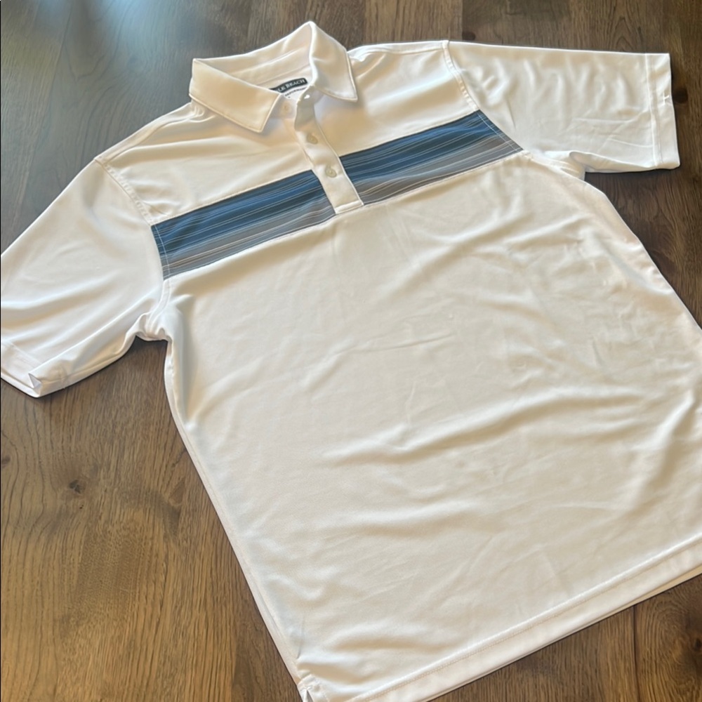 Pebble Beach Men's White Dry-Luxe Performance Short Sleeve Polo Medium